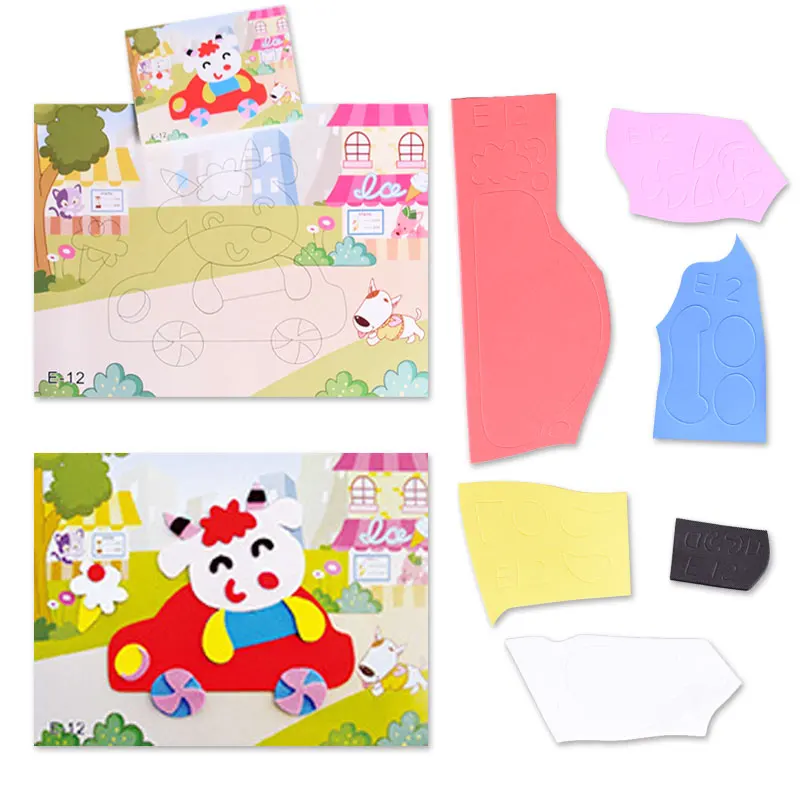 DIY Handmade 3D Eva Foam Puzzle Sticker Cartoon Animal Sticker Self adhesive Crafts Kids Classic