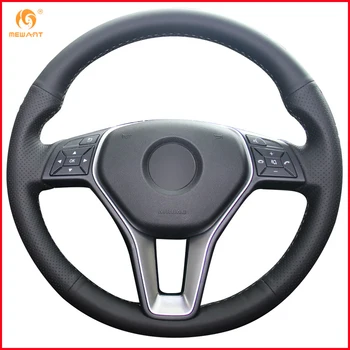 

MEWANT Black Genuine Leather Car Steering Wheel Cover for Mercedes Benz A-Class 2013-2015 B-Class 2011-2014 CLA-Class 2013 2014