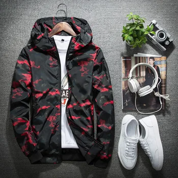 

New 2020 Spring Autumn Mens Fashion Casual Camouflage Hoodie Jacket Men Waterproof Clothes Men's Windbreaker Coat Male Outwear