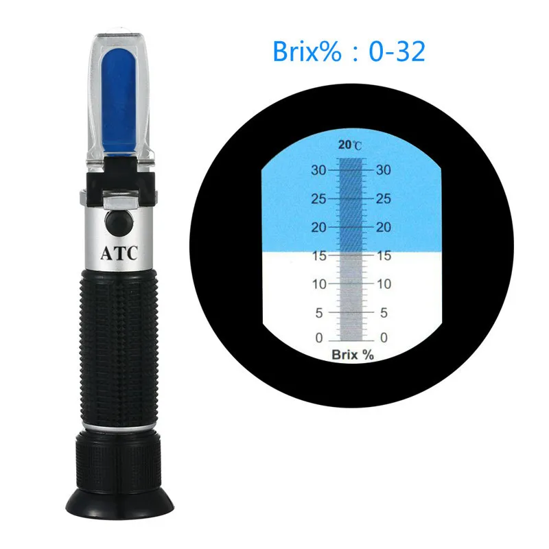 Рефрактометр ручной 0-32% Brix ATC измеритель сахара фруктовый сахариметр портативный тест Брикса инструменты для сахар, Пиво тест Брикса оптический