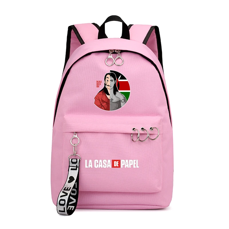 La Casa De Papel школьный рюкзак для девочек, Школьный Рюкзак Для Путешествий, сумка на плечо для ноутбука, черные рюкзаки, школьный рюкзак - Цвет: girls school bag 7