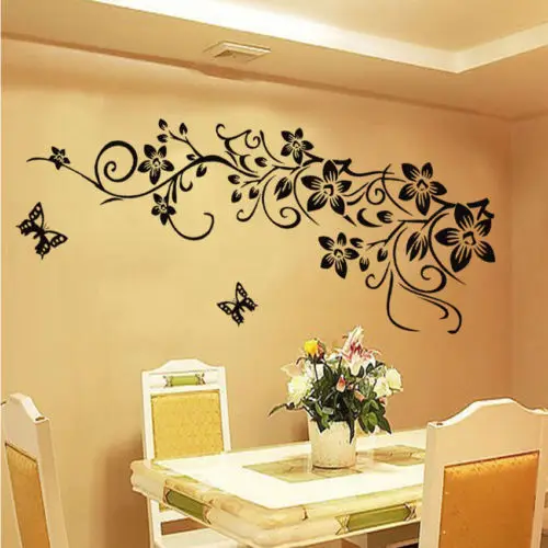 Colorful Black Erfly Wall Decor Ideas Art Collections Clic Black Erfly Flower Wall Sticker Home Decor Poster