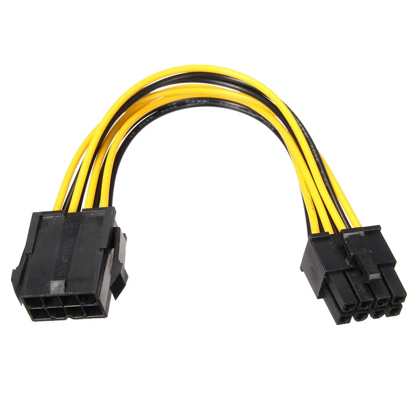 3pcs 8 Pins Male to 8 Pins Female Molex IDE Power Extension Cable Adapter For CPU Yellow High Quality 8 inch computer molex 24 pin motherboard to atx eps psu power supply extension cable 24 pins internal power cord male to female