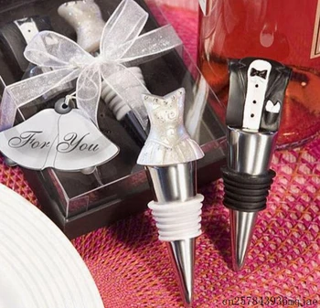 

100Sets Bride and Groom Wine Stopper Resin Wine Beer Stoppers Bottle Stopper Indian Wedding Favor Giveaways for Guest