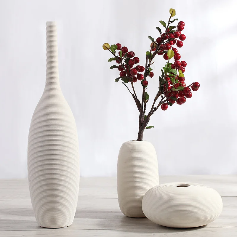 Europe Style Christmas Home Decoration Vase Ceramic Tabletop Flower Vases Spiral Pattern Flower