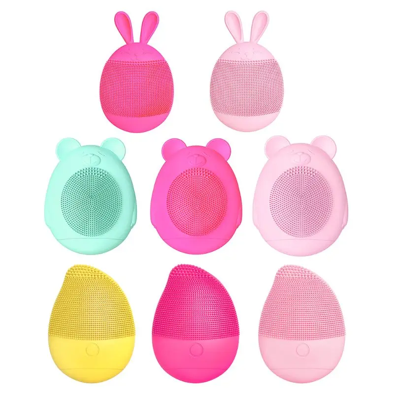 

8 styles Lovely Shapes Silicone Electric Facial Cleansing Brush Face Washing Machine Ultrasonic Vibration Cleanser