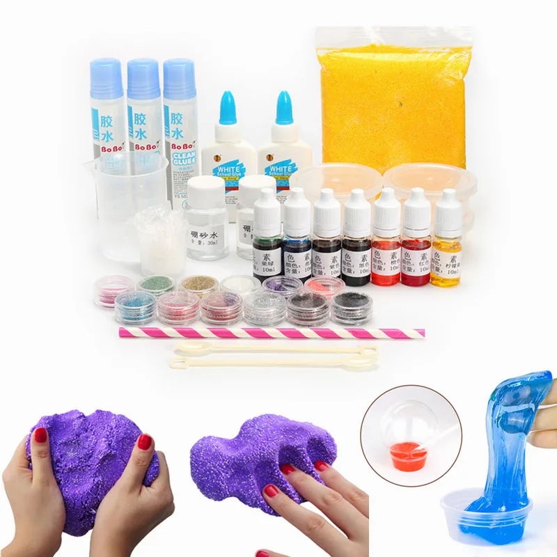 DIY Slime Kit Gliter Powder Glue Play Game Kids font b Toy b font Adults Stress