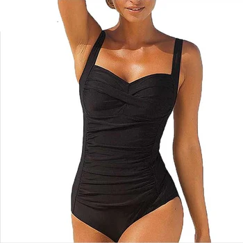 

NAKIAEOI One Piece Swimsuit Plus Size Swimwear Women 2019 Summer Beachwear Push Up Bathing Suits Retro Swim Wear Monokini 4XL