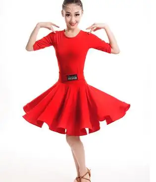 Платье для латинских танцев для девочек; Детские платья для латиноамериканских танцев; Современные Бальные платья с круглым вырезом; латиноамериканские платья для танцев - Цвет: as picture