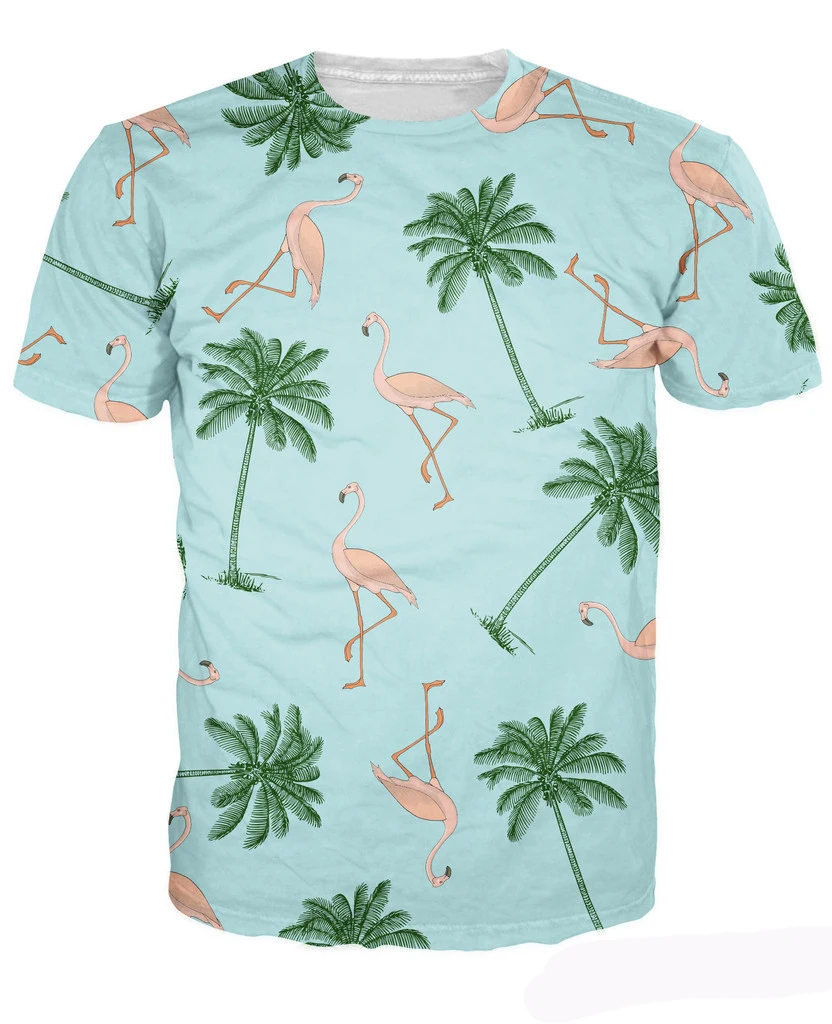 Flamingos And Palm Trees T Shirt Fashion Clothing Summer Style T Shirt ...