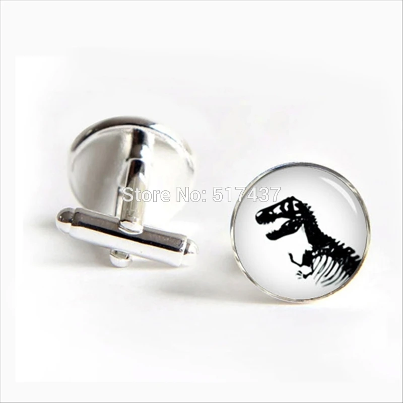 

2018 New Fashion Tyrannosaurus Rex Cufflinks Dinosaur Cuff Link Glass Cuff Vintage Cufflinks For Mens