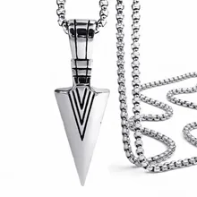 Cool стрелка кулон Мода 316L Нержавеющая сталь Прохладный Серебряная Стрела кулон с Цепочки и ожерелья