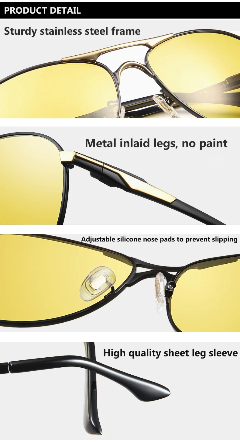 Авиационные очки для вождения автомобиля, день, ночное видение, фотохромные солнцезащитные очки, поляризованные антибликовые очки для вождения, солнцезащитные очки oculos de sol