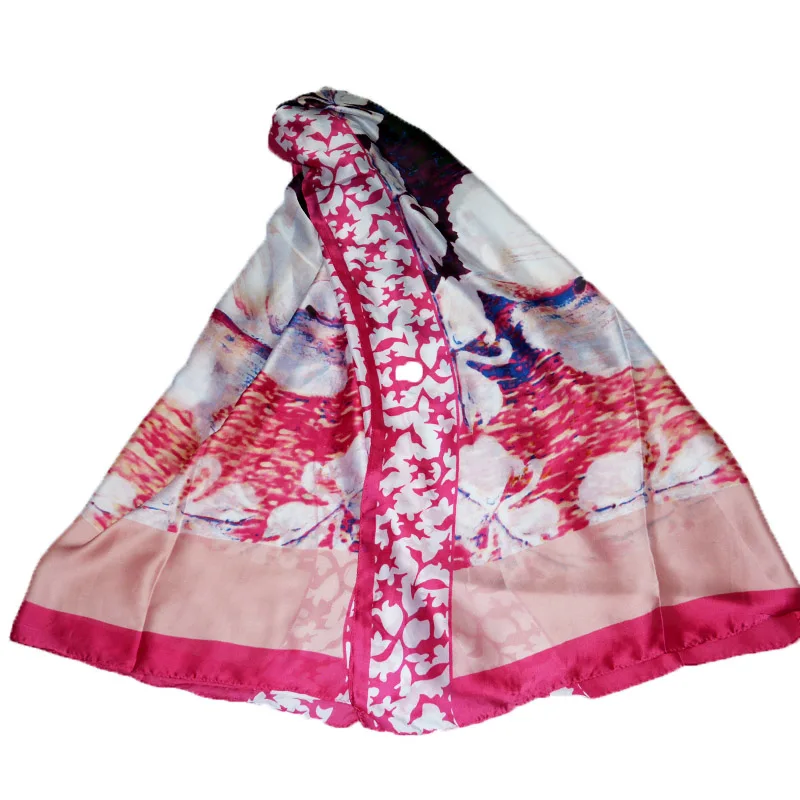 AL7809rosered Модный великолепный шелковый шарф роскошный женский брендовый шарф для женщин шаль Пашмина высокое качество с принтом хиджаб обертывания 180*90 см - Цвет: AL7809rosered