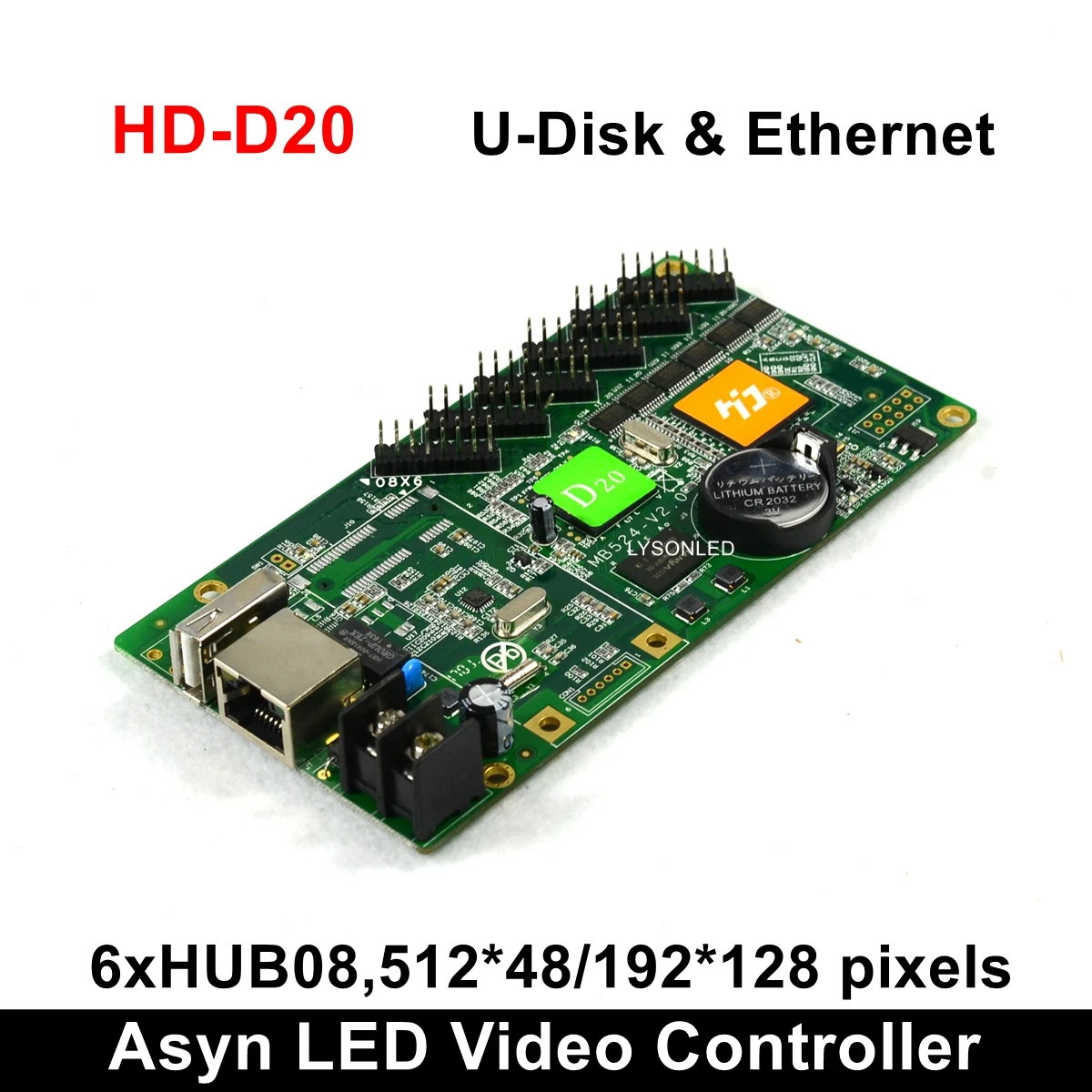 

Huidu HD-D20 Full Color LED Video Card 6x HUB08 Ports USB-disk +Ethernet Communication ,Support P13.33 SMD RGB LED Module