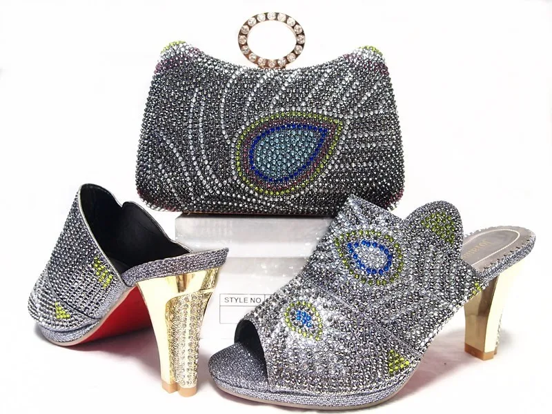 Factory Price African font b Woman b font High Heels Matching Bag Hot Sale Italian Matching