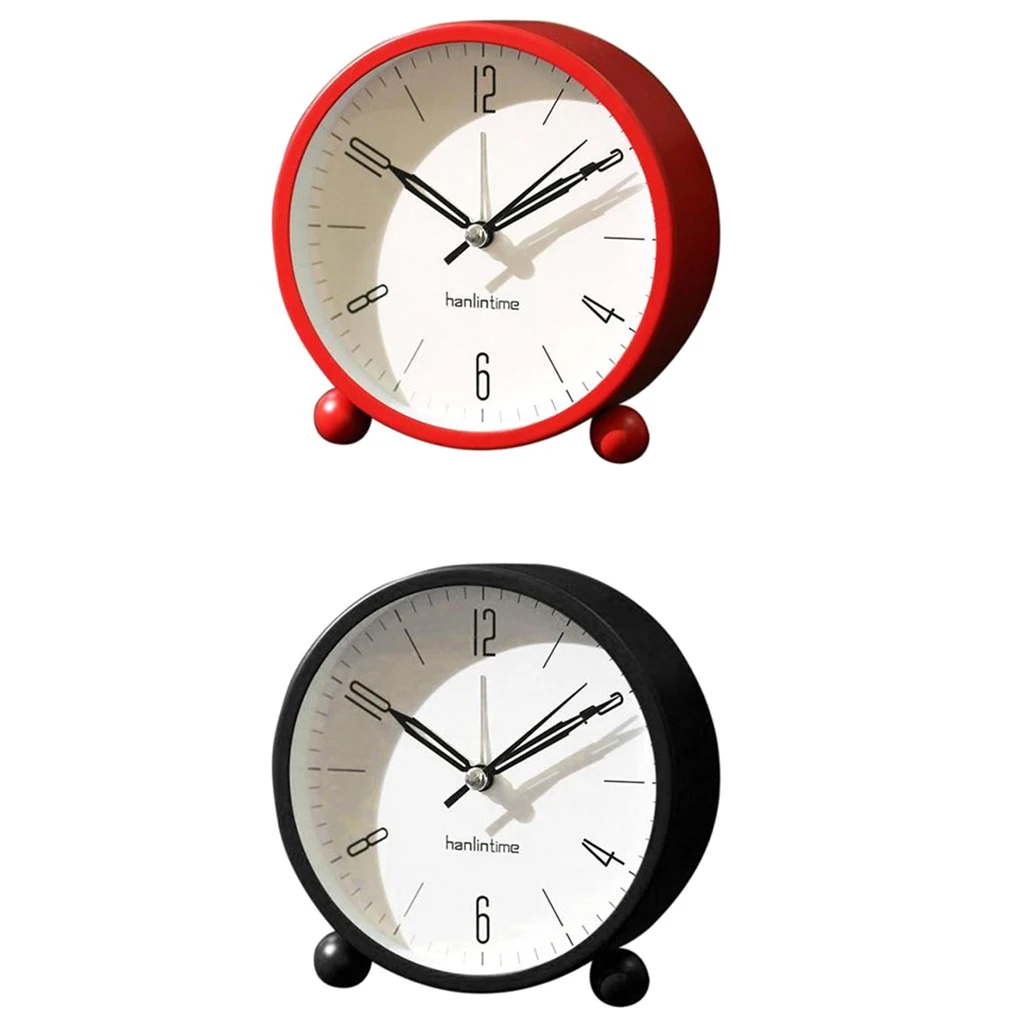 2pcs 4'' Round Silent No Ticking Desk Bedside Travel Alarm Clock with Backlight and Loud Alarm Analog Clock for Bedrooms