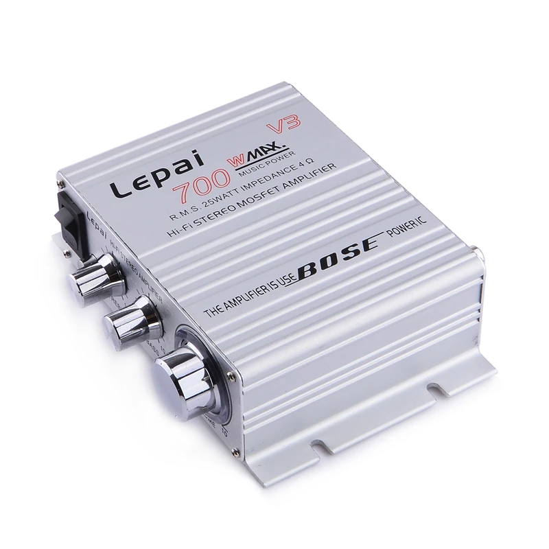 Lepai LP V3 Silver 25W 2 CH Multifunction Stereo Car Audio Power