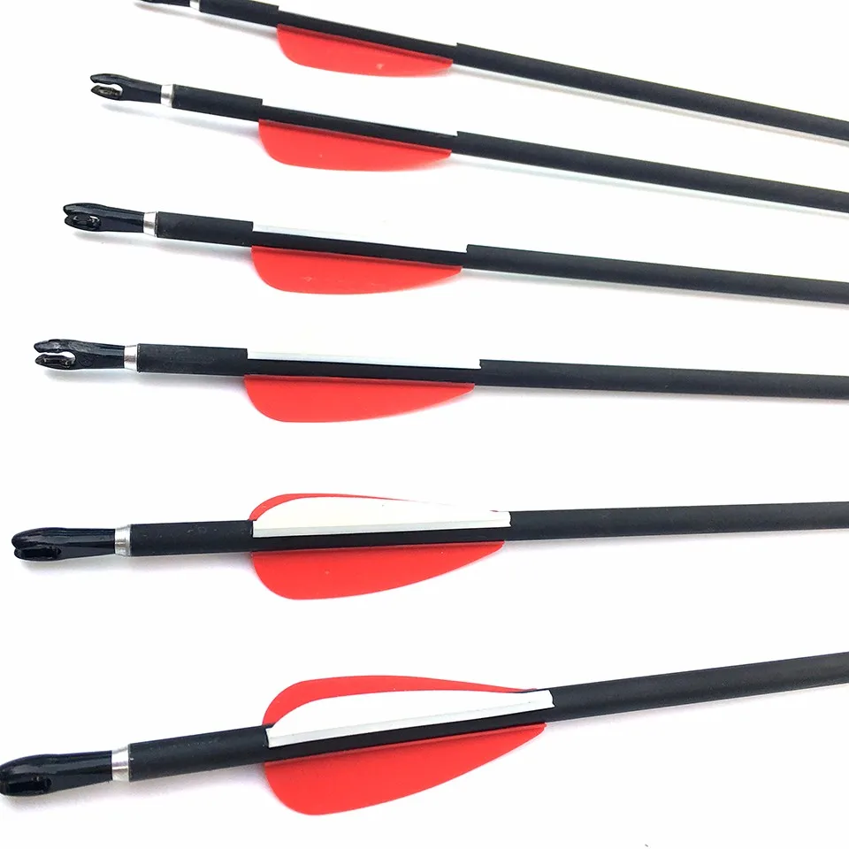 

6Pcs Archery 32" Long Carbon Arrow,Spine 800 OD 5.65 mm ID 4.2 mm For Compound / Recurve Bow Archery Hunting