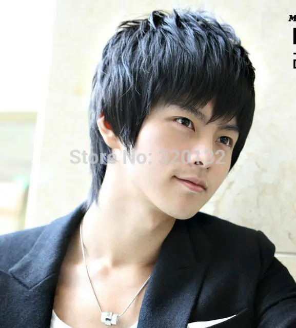 Handsome boys wig Korean vogue short Black men's false hair Cosplay
