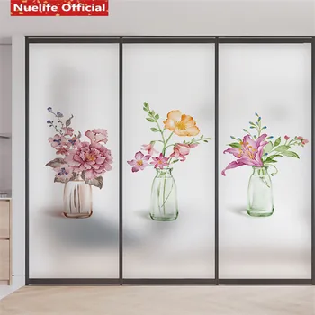 

Plant potted pattern electrostatic frosted glass film wedding room living room bedroom balcony sliding door pvc window film