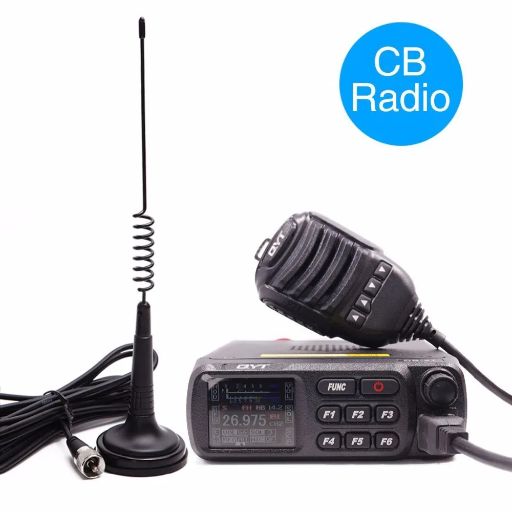 QYT CB-27 CB радио 26,965-27,405 МГц AM/FM 12/24V 4W ЖК-дисплей Экран shortware Citizen Band мульти-нормы сертификатом от сертификационной Mobile Radio Автомагнитола - Цвет: add CB antenna