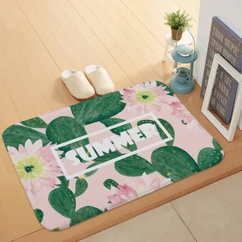 

1pcs 40*60cm Tropical Cactus Monstera pattern Anti-Slip Fleece Carpet Door mats doormat Plant Outdoor Kitchen room Floor Mat Rug