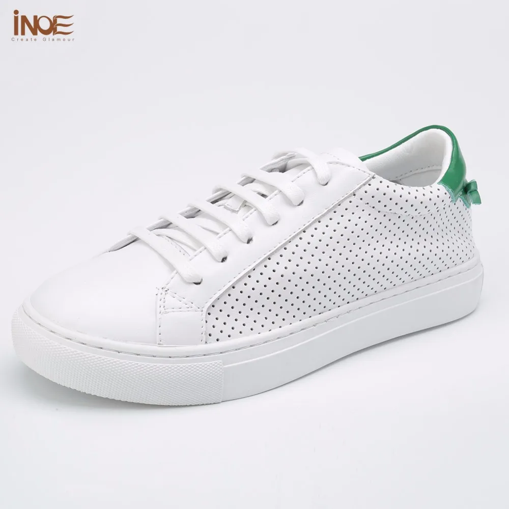 

INOE new fashion style genuine cow leather casual summer shoes for men sneakers leisure breathable mesh shoes high quality 35-42