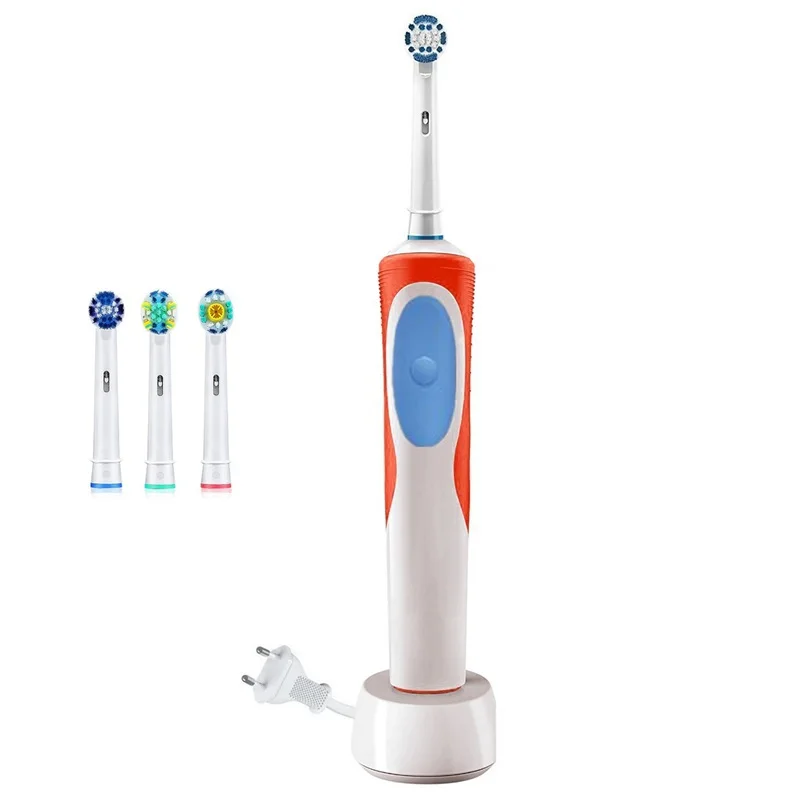 Оригинальная 2D перезаряжаемая электрическая зубная щетка, ультра звуковая зубная щетка для детей и взрослых, белая зубная щетка - Цвет: total 3 brush head