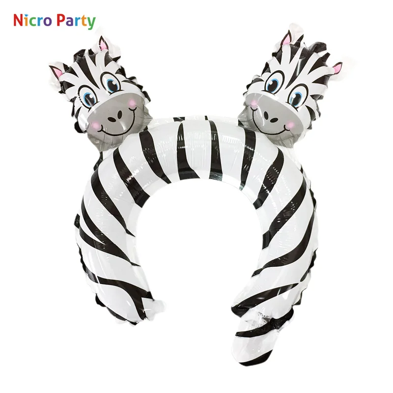 Nicro/Детские воздушные шары на день рождения, повязка на голову, креативные милые вечерние девицы, Детские принадлежности для душа в джунглях, сафари, товары для подарков# Bal92 - Цвет: Zebra