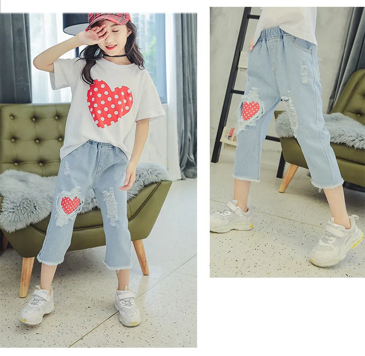 Girls T Shirts Kids  Summer Tops For Baby Girl Short Sleeve Heart Dot Cotton T-Shirt Tees 8 9 10 12 Years Big Girls Clothes (10)