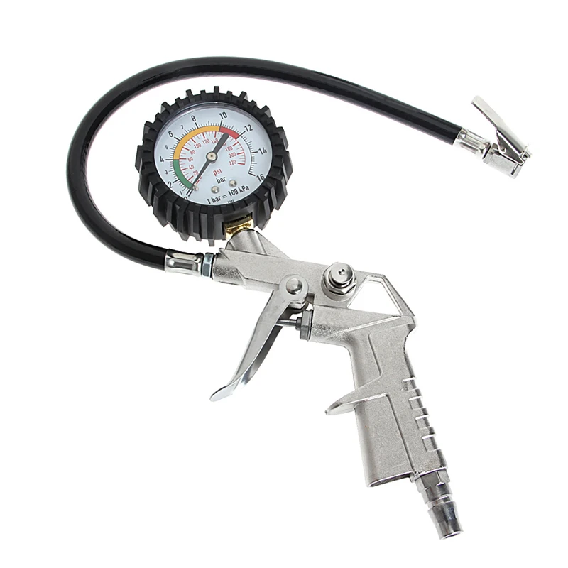 

Multifunctional Car Truck Air Tire Pressure Inflator Gauge Auto Motorcycle Pistol Flexible Hose