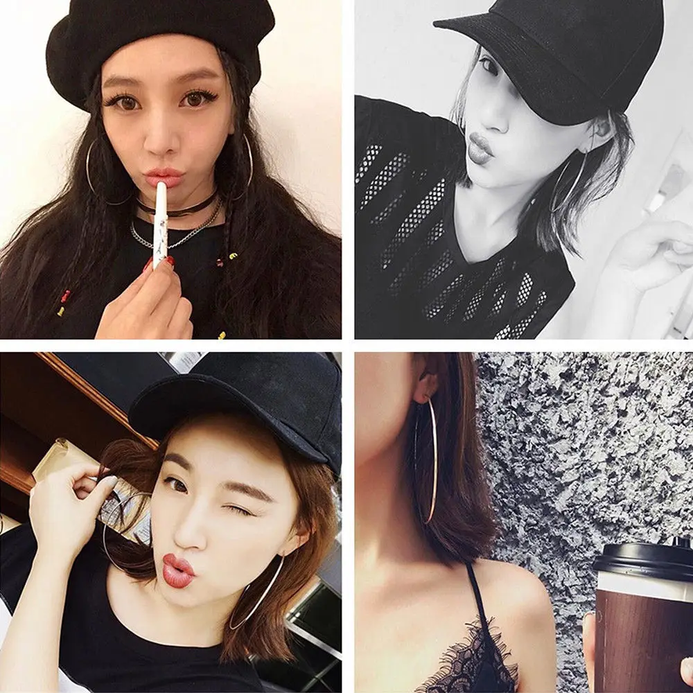 4 Size Women Gold Silver Color Metal Big Circle Smooth Large Big Round Hoop Earings For Women Sexy Fashion Jewelry - Image 4