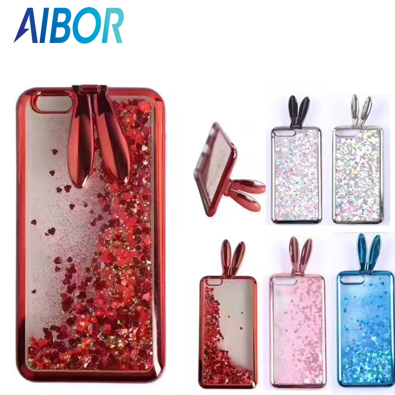 

New Cute Flare Fashion Quicksand Glitter Rabbit Ears Phone Case For iPhone 5 5S SE 6 6S 7 7 Plus Luxury Plating Phone Case Cover