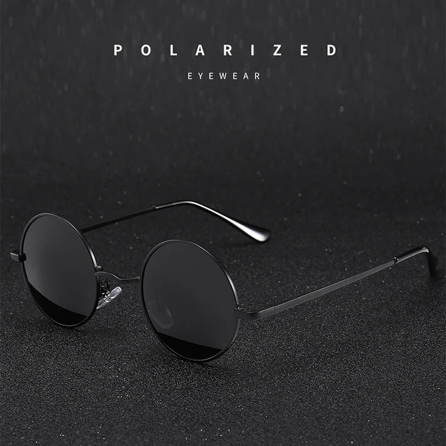 Gleyemor Round Polarized Sunglasses For Women & Men - Small Circle Metal Frame Vintage Sun Glasses - View #2