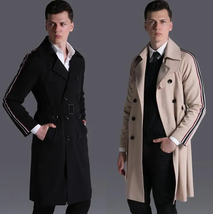 Тренчкот Мужской Свободного Покроя средней длины модная верхняя одежда цвет