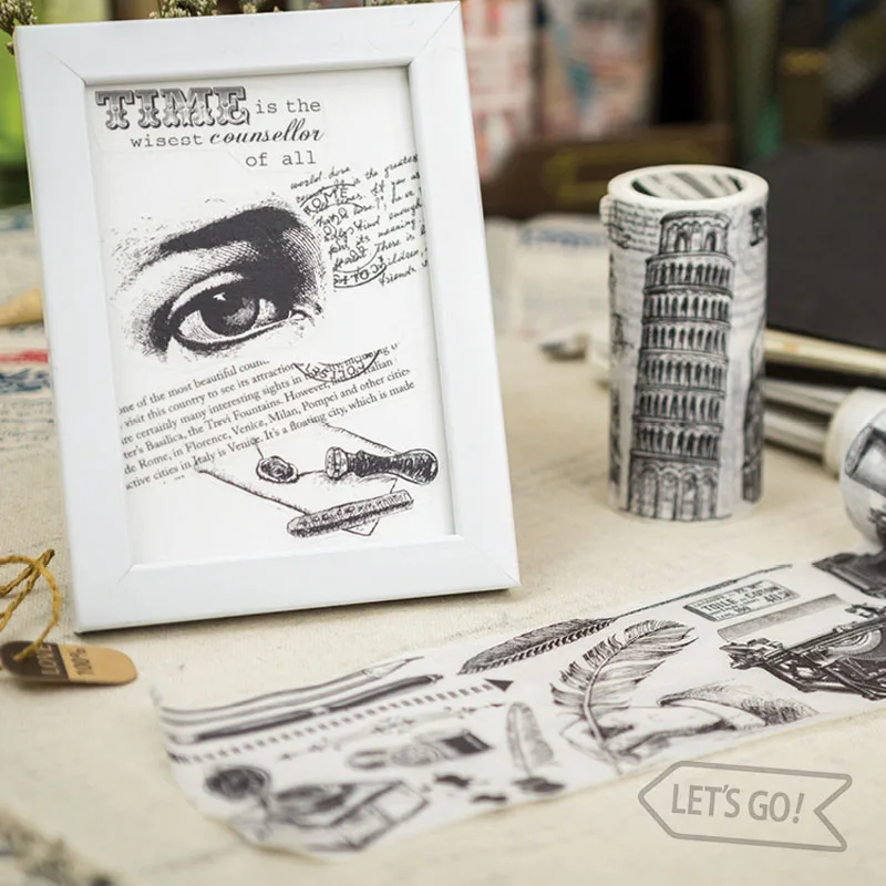 

9cm*5m Creative Sketch Retro Memory European Washi Tape Adhesive Tape DIY Scrapbooking Sticker Label Masking Tape JD06