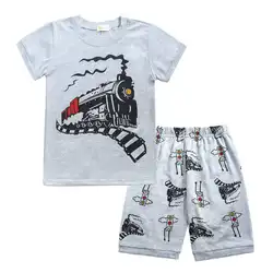 Детская одежда для мальчиков одежда для малышей Топы для мальчиков с персонажами из мультфильмов футболка шорты для тренировок комплект