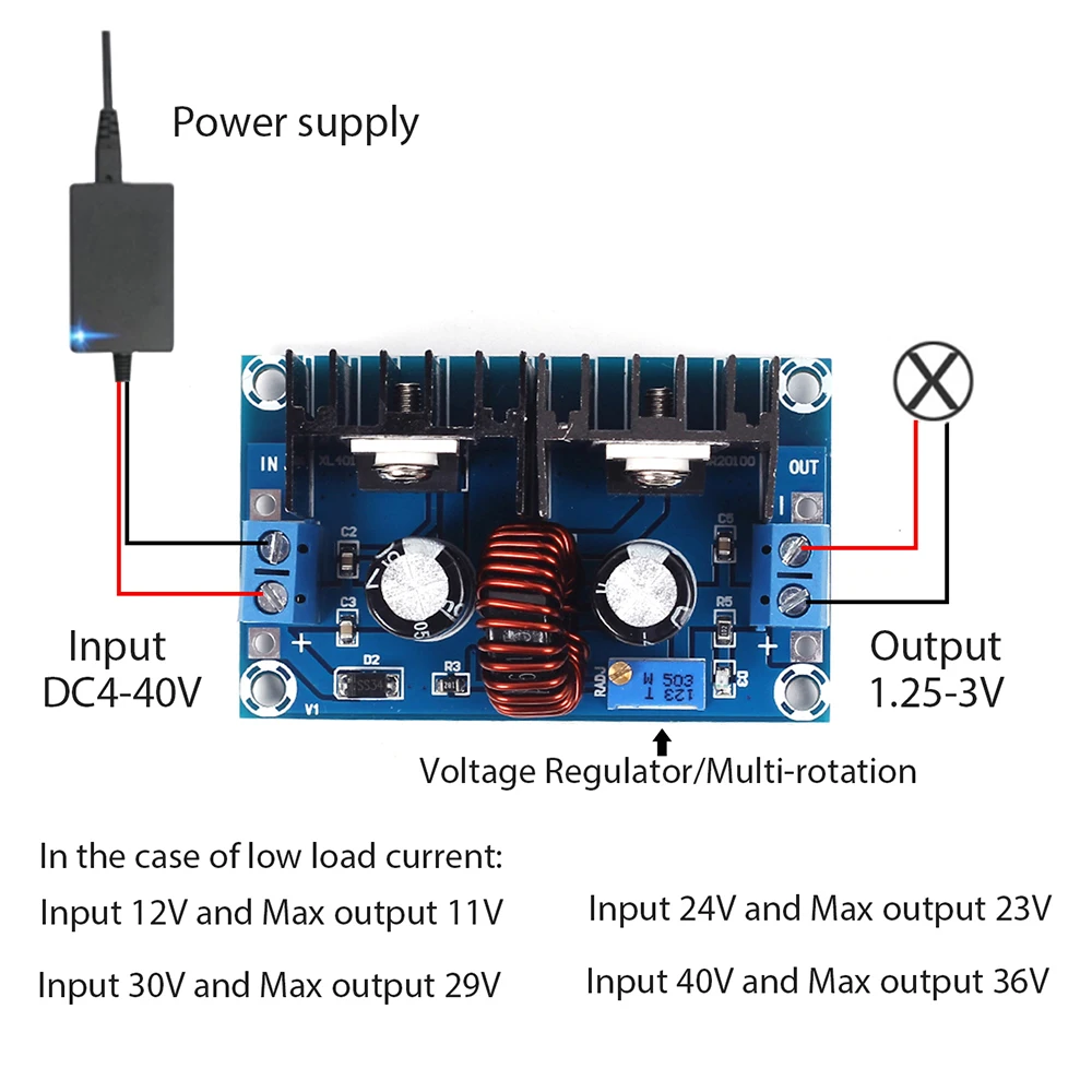 XH-M407 XL4016E1 постоянного/переменного тока, модуль ldo понижающего преобразователя Напряжение регулятор 4 V-40 V до 1,25 V-36 V напряжение постоянного тока преобразователь Питание