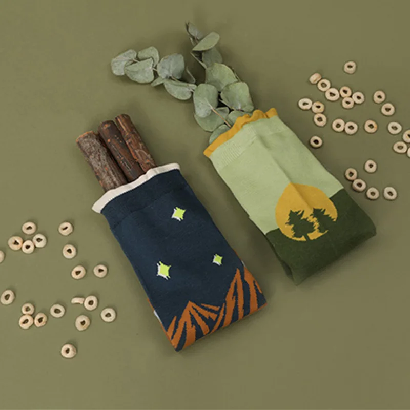 Модные дизайнерские женские носки, длина до середины икры, высокое качество, хлопковые женские носки, смешной дизайн Харадзюку, разноцветные