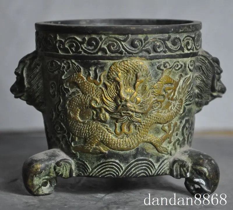 christmas old ymying bronze gilt dragon beast statue incense burner Censer pot jar Tanks halloween | Дом и сад