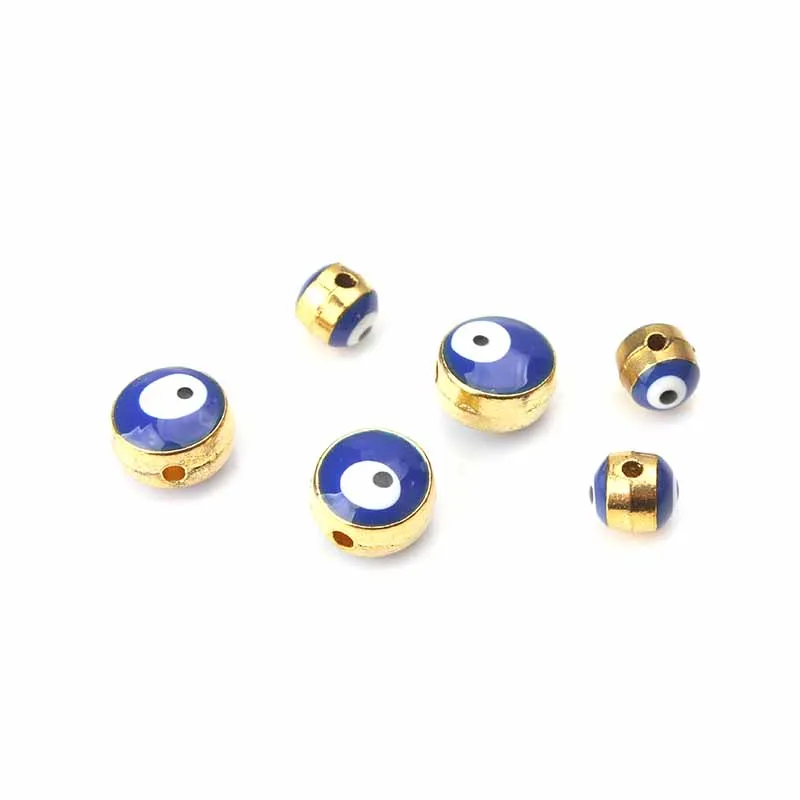 

10pcs/lot 8*6mm fashion evil eye beads jewelry accessories gold plate hole size 1mm fitting women diy evil eye bracelet necklace