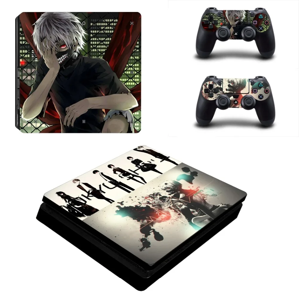 Виниловая наклейка Аниме Tokyo Ghoul PS4 Slim Skin для консоли Sony Playstation 4 и 2 контроллера
