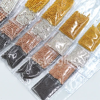 

Mixed sizes rose gold silver micro 3d metal nail art decorations alloy charms caviar beads manicure Accessories Supplies Tools