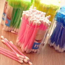 12 упаковок мягких и гигиенических косметических насадок для удаления хлопковых палочек с двойной головкой 7 см, Медицинский ватный тампон милого цвета в форме звезд, упаковка