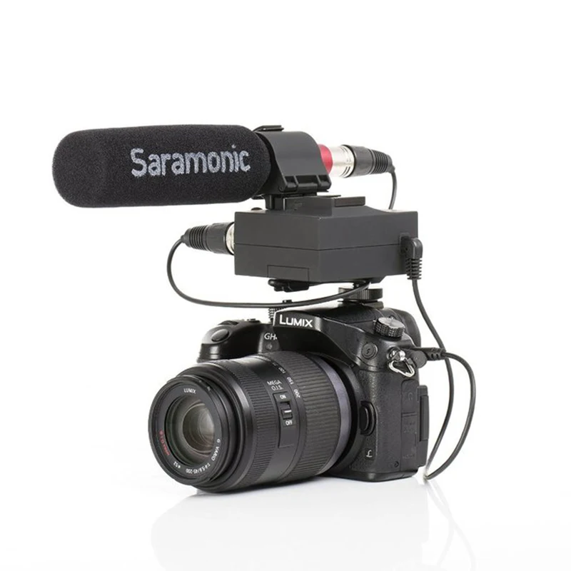 Saramonic MixMic Shotgun видео микрофон со встроенным 2 канальным XLR аудио адаптером для DSLR