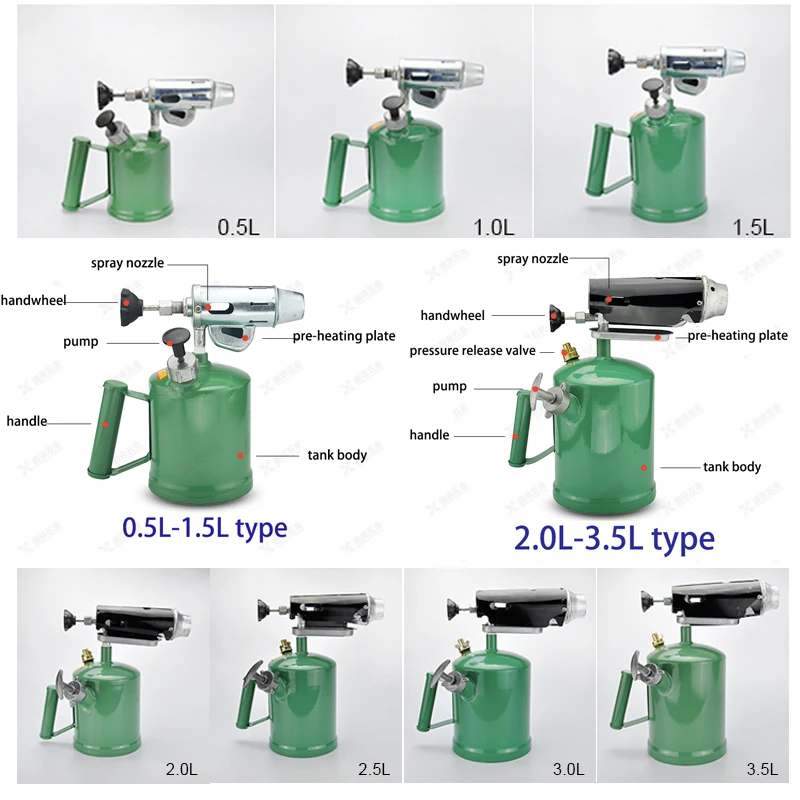 0,5-л бензиновый огнеметный фонарь, струйная горелка, сварочный горящий Железный нагревательный фонарь, паяльный пистолет-распылитель для приготовления пищи