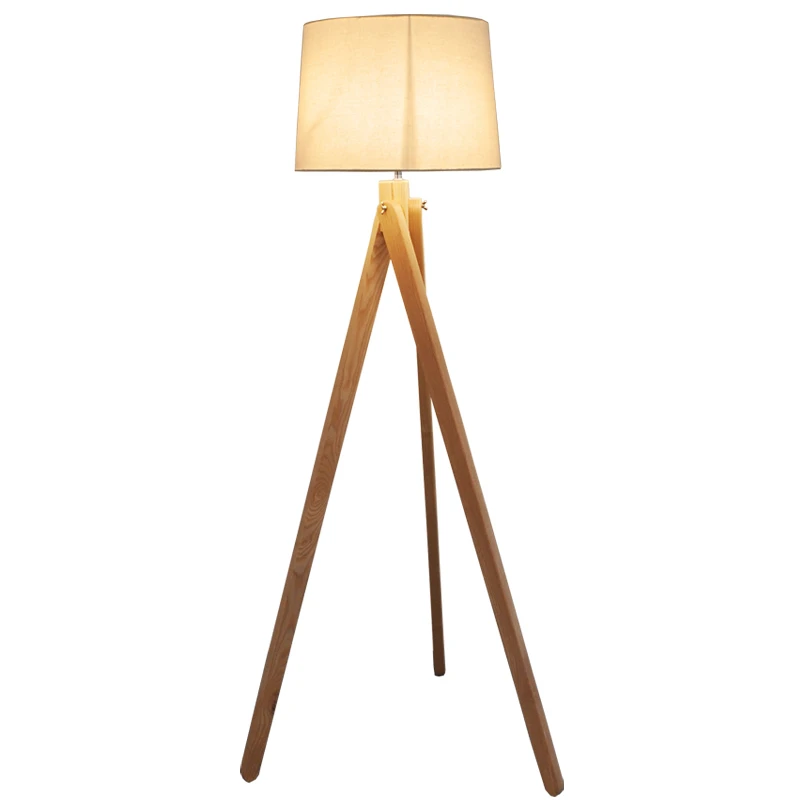 

Nordic floor lamp simple design oak Wooden Tripod Additional fabric shade standing lamp with table light E27 lamp free EXPRESS