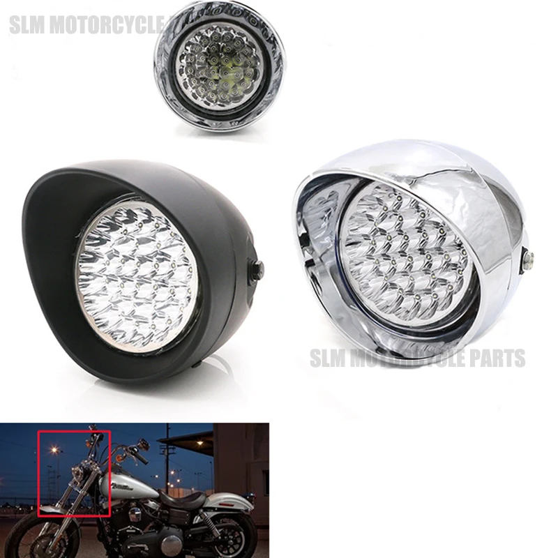 New 7" Chrome LED Motorcycle Bullet Headlight Lamp For Harley Davidson