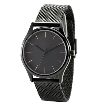 

Minimalist Watch thin Rose Gold stripes Black case with Mesh Band Free shipping I Welcome Wholesale